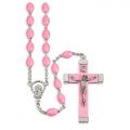  PINK OVAL PLASTIC BEAD ROSARY (2 PC) 